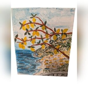 Original Acrylic,Amalfi Inspired,Lemon Tree ,Coastal Canvas Art,8x10